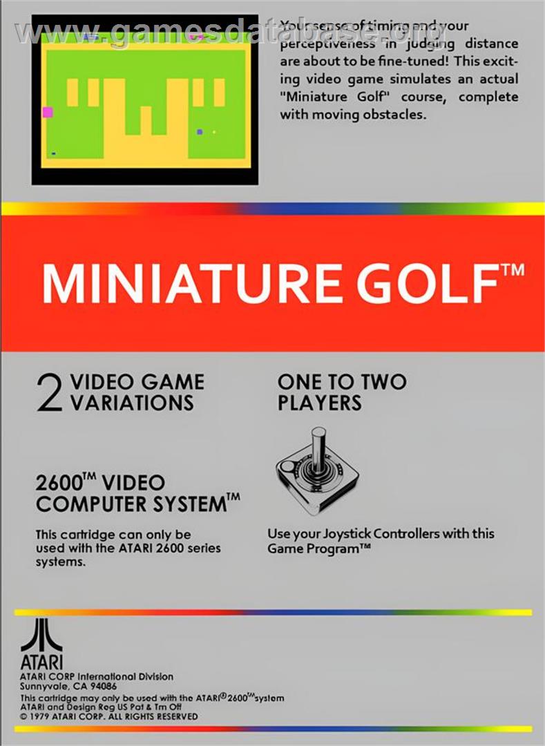 Arcade Golf - Atari 2600 - Artwork - Box Back