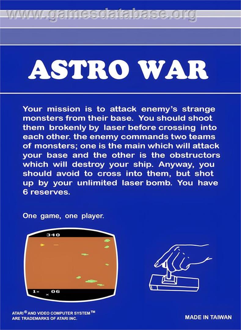 Astrowar - Atari 2600 - Artwork - Box Back