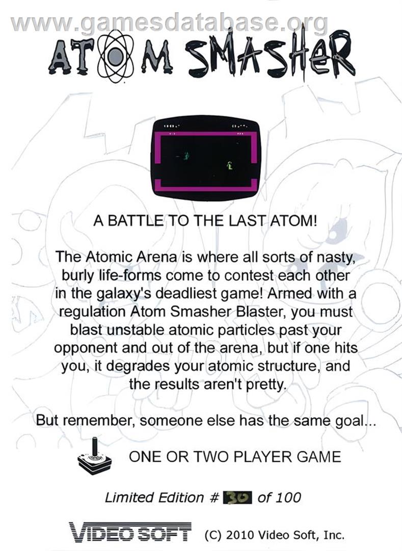 Atom Smasher - Atari 2600 - Artwork - Box Back
