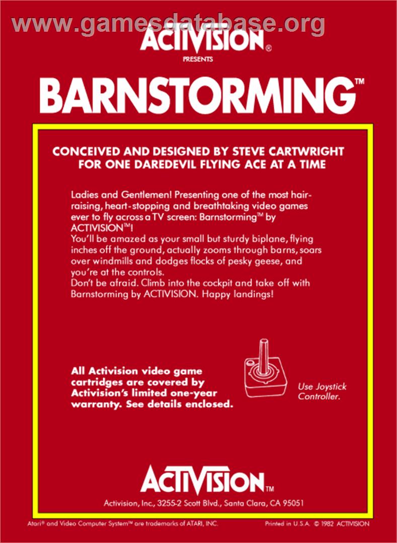 Barnstorming - Atari 2600 - Artwork - Box Back