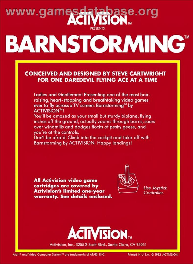 Barnstorming - Atari 2600 - Artwork - Box Back