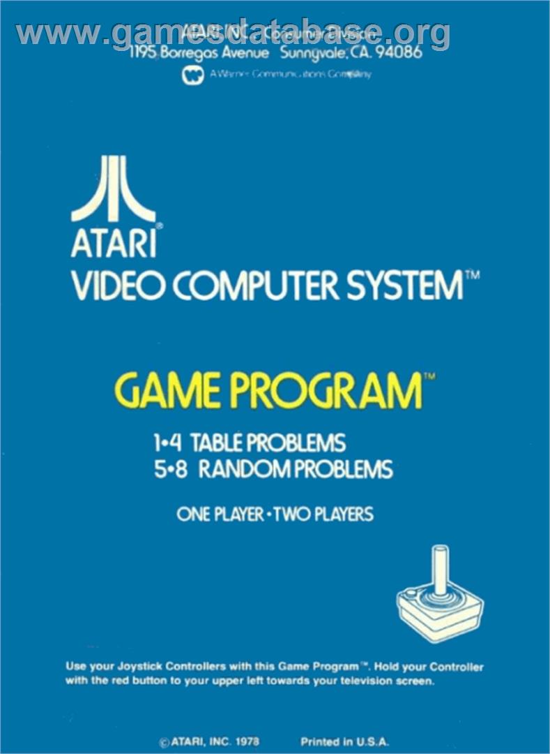 Basic Math - Atari 2600 - Artwork - Box Back