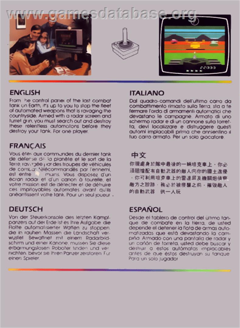 Battlezone - Atari 2600 - Artwork - Box Back