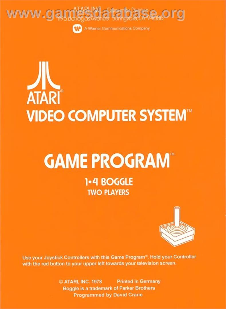 Boggle - Atari 2600 - Artwork - Box Back