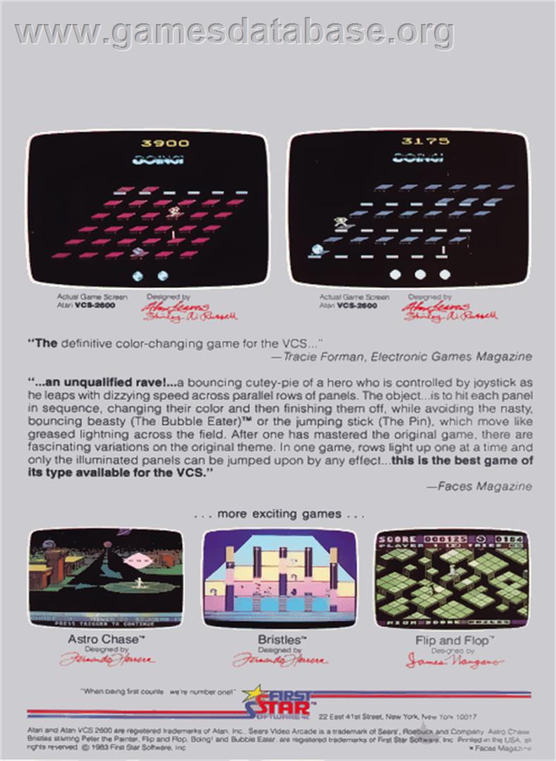 Boing! - Atari 2600 - Artwork - Box Back