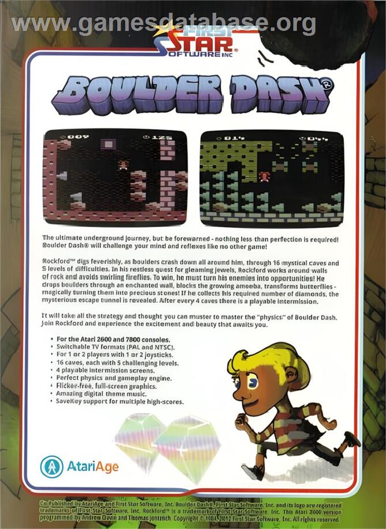 Boulder Dash - Atari 2600 - Artwork - Box Back