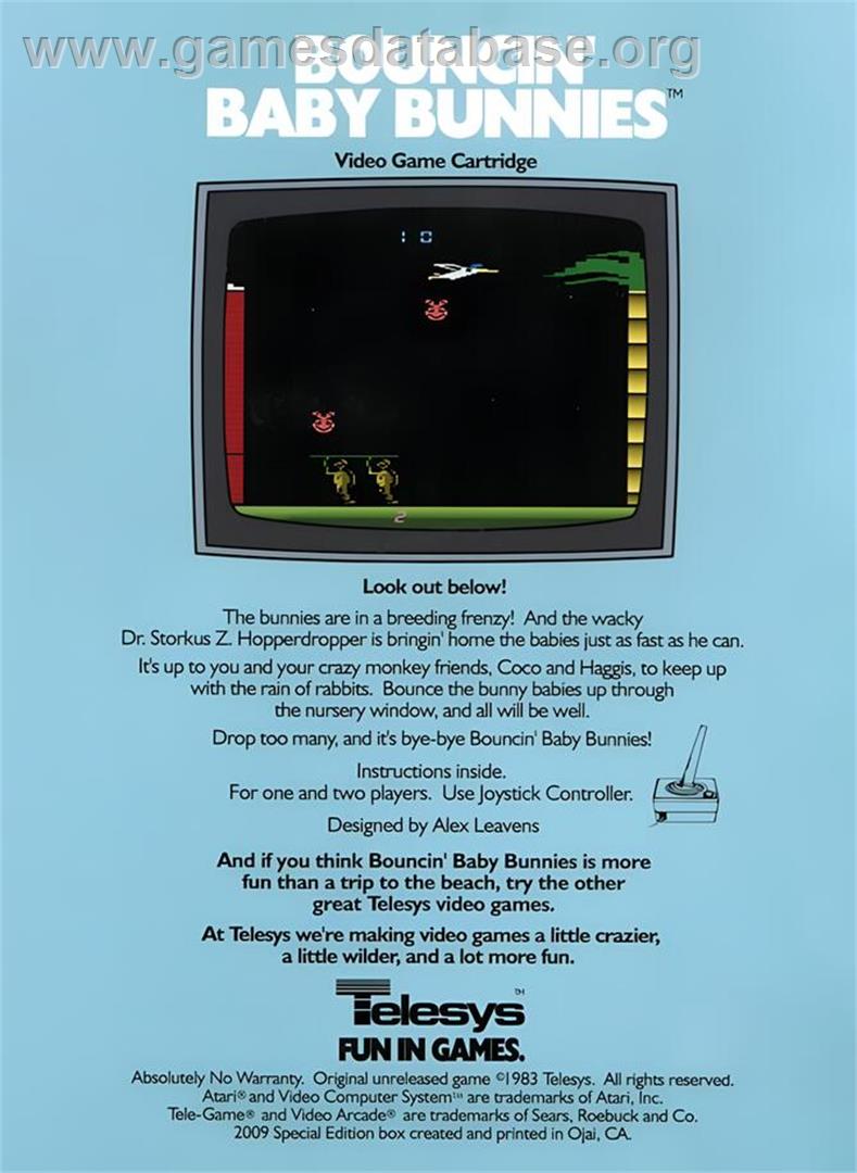 Bouncin' Baby Bunnies - Atari 2600 - Artwork - Box Back