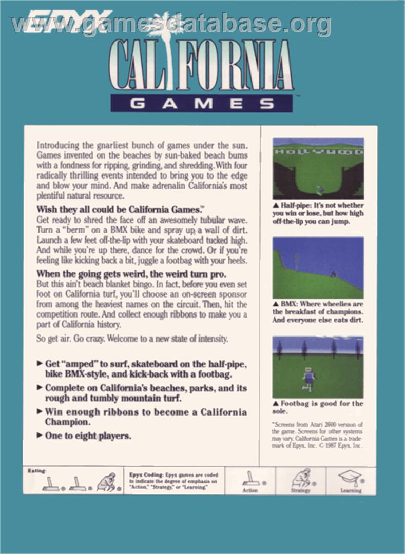California Games - Atari 2600 - Artwork - Box Back