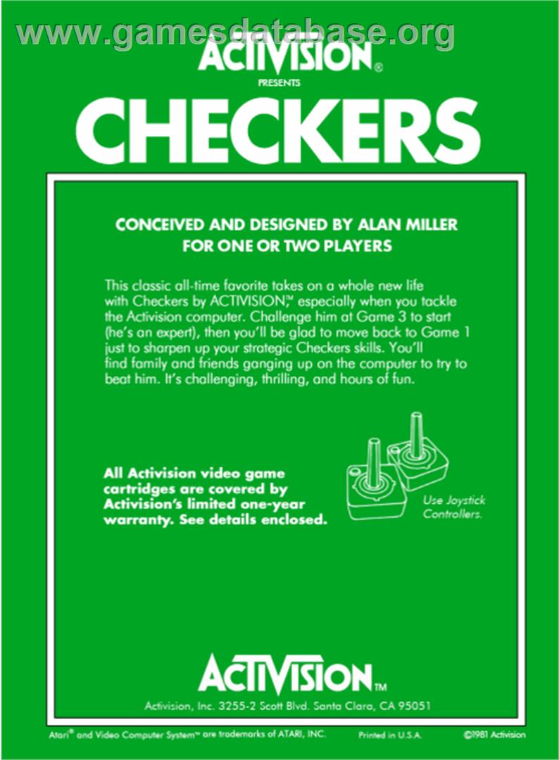 Checkers - Atari 2600 - Artwork - Box Back