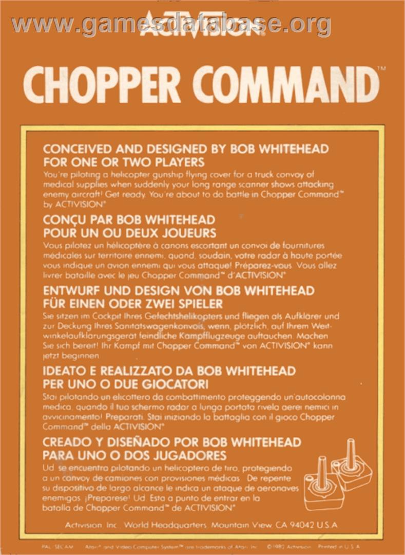 Chopper Command - Atari 2600 - Artwork - Box Back