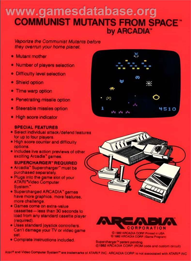 Communist Mutants From Space - Atari 2600 - Artwork - Box Back