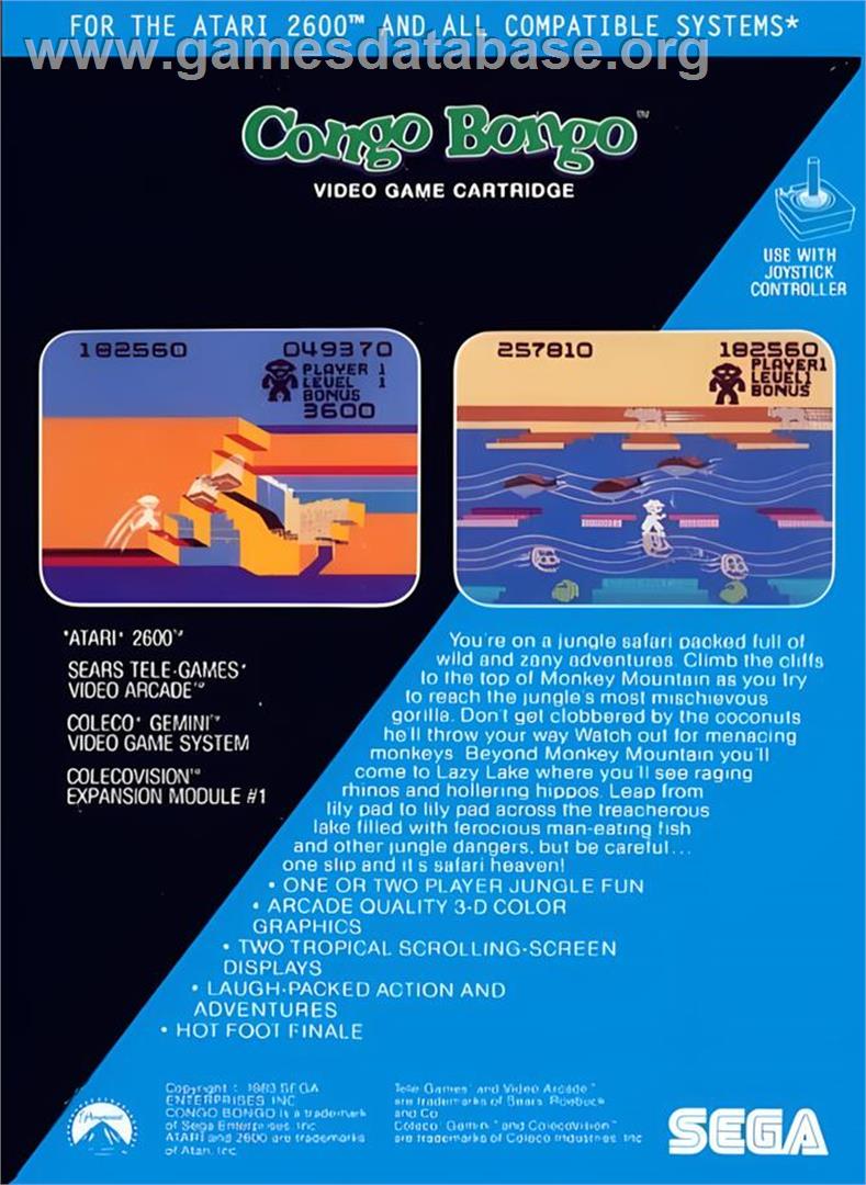 Congo Bongo - Atari 2600 - Artwork - Box Back