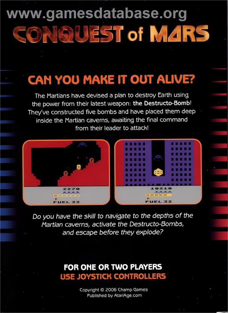 Conquest Of Mars - Atari 2600 - Artwork - Box Back