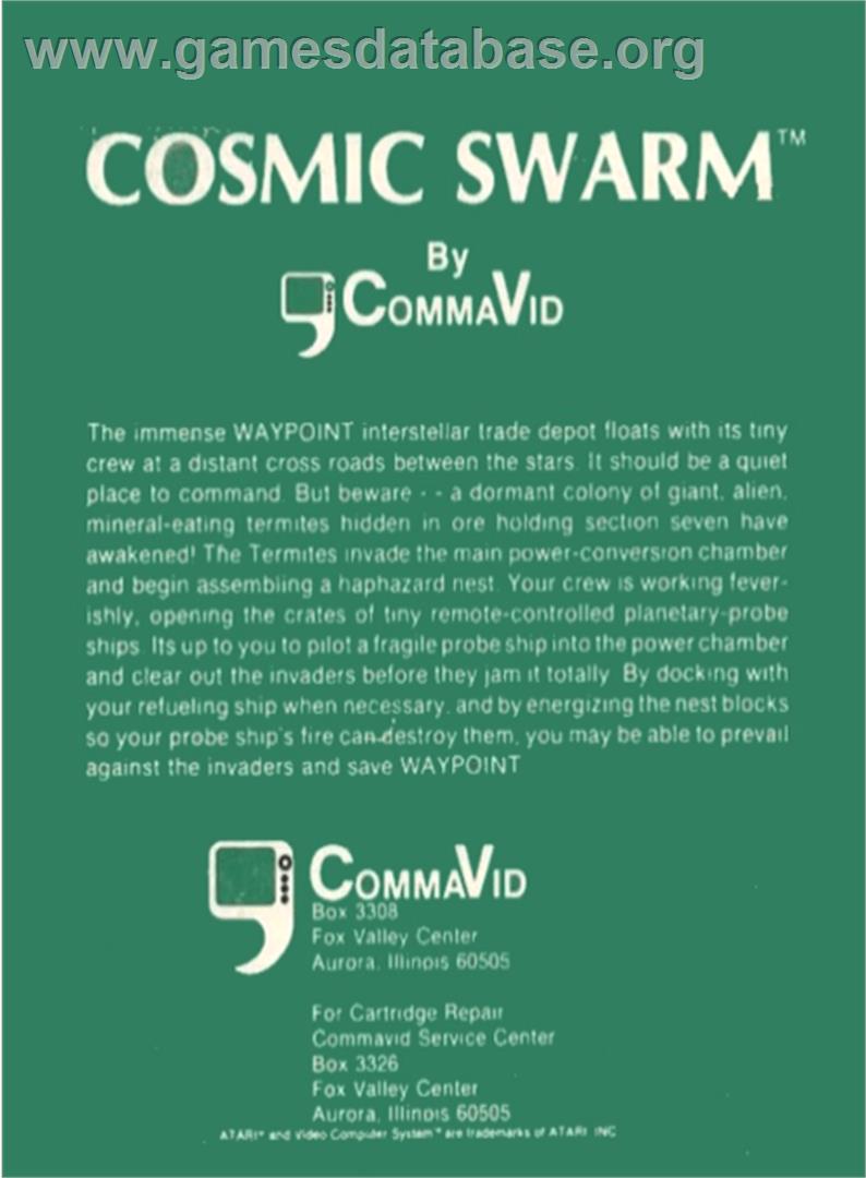 Cosmic Swarm - Atari 2600 - Artwork - Box Back