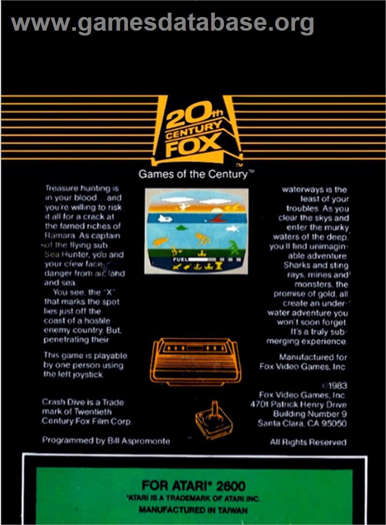Crash Dive - Atari 2600 - Artwork - Box Back