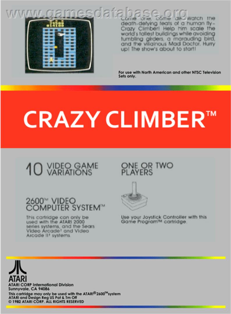 Crazy Climber - Atari 2600 - Artwork - Box Back
