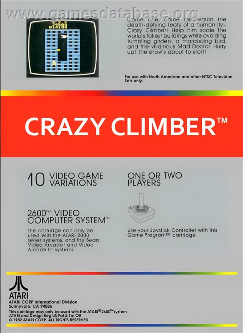 Crazy Climber - Atari 2600 - Artwork - Box Back