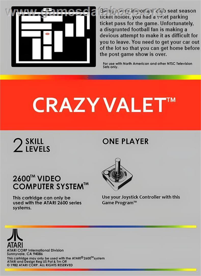 Crazy Valet - Atari 2600 - Artwork - Box Back