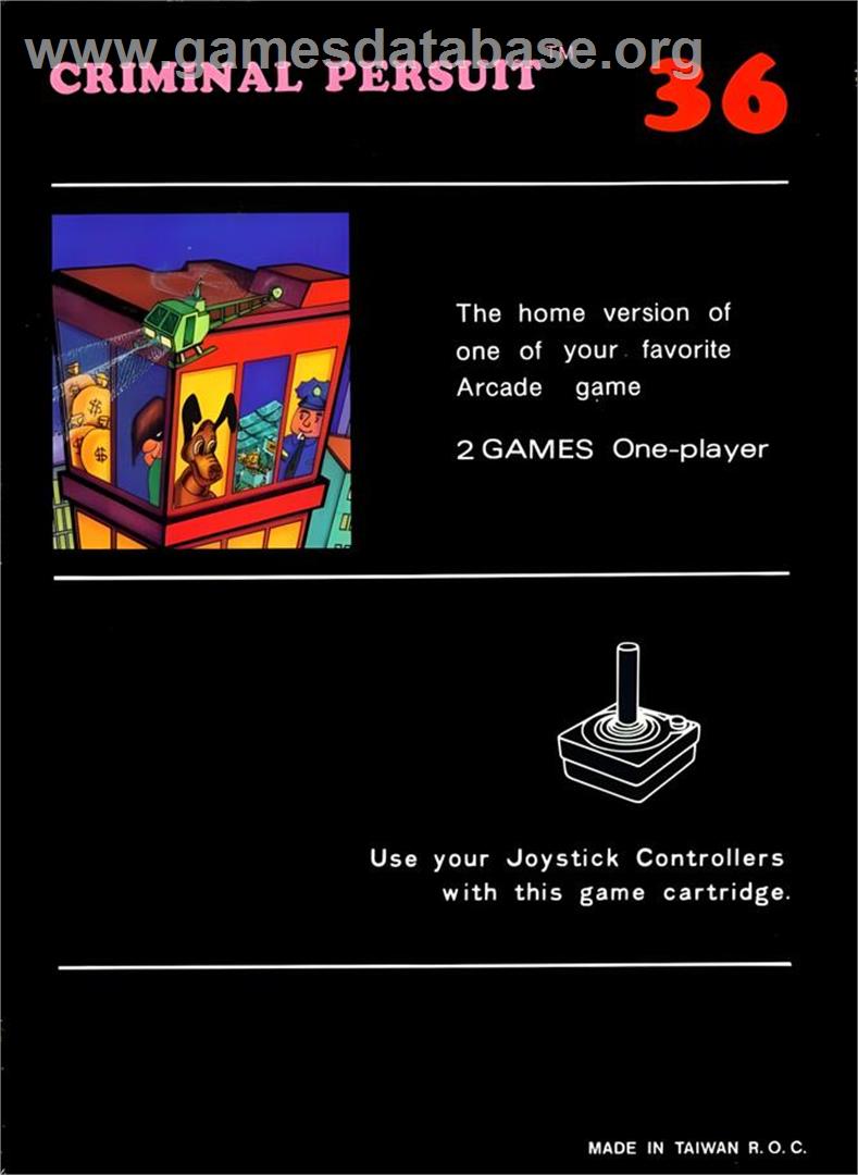Criminal Persuit - Atari 2600 - Artwork - Box Back