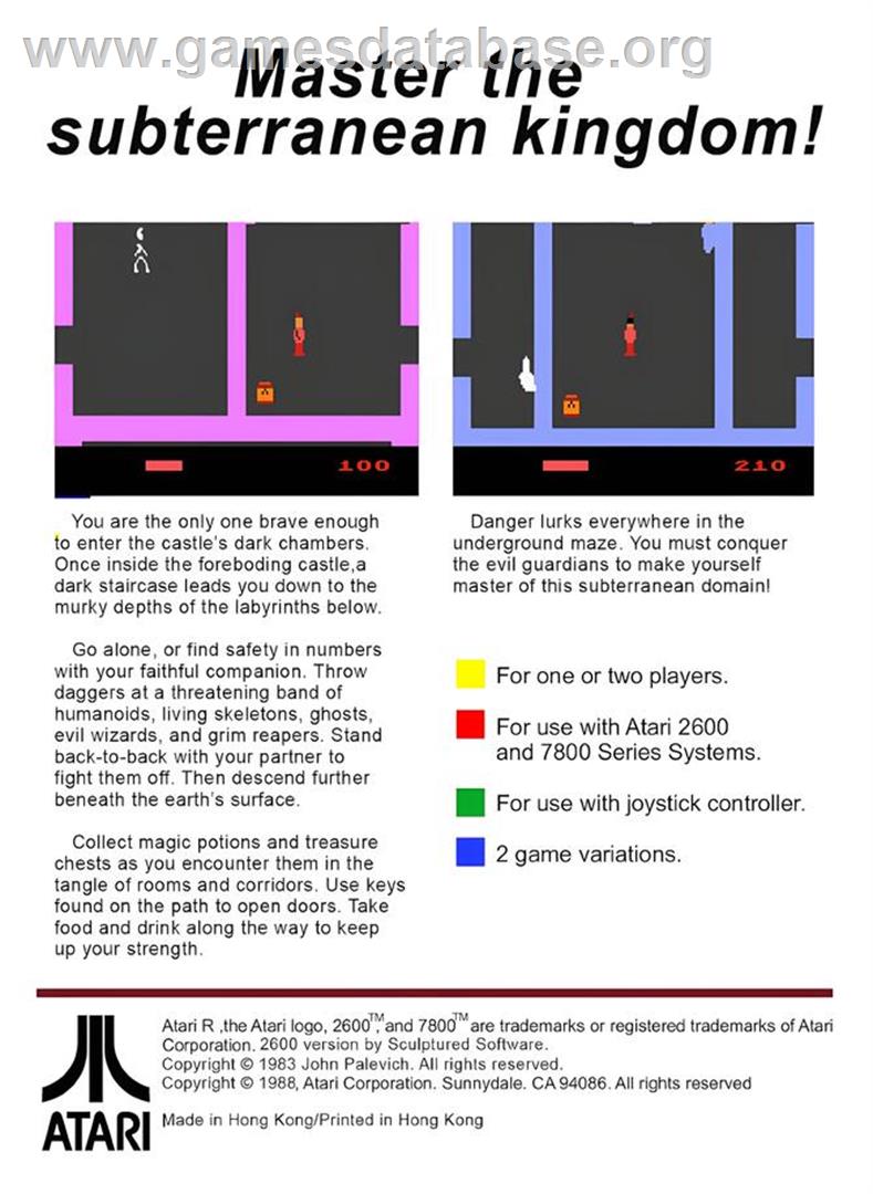 Dark Chambers - Atari 2600 - Artwork - Box Back