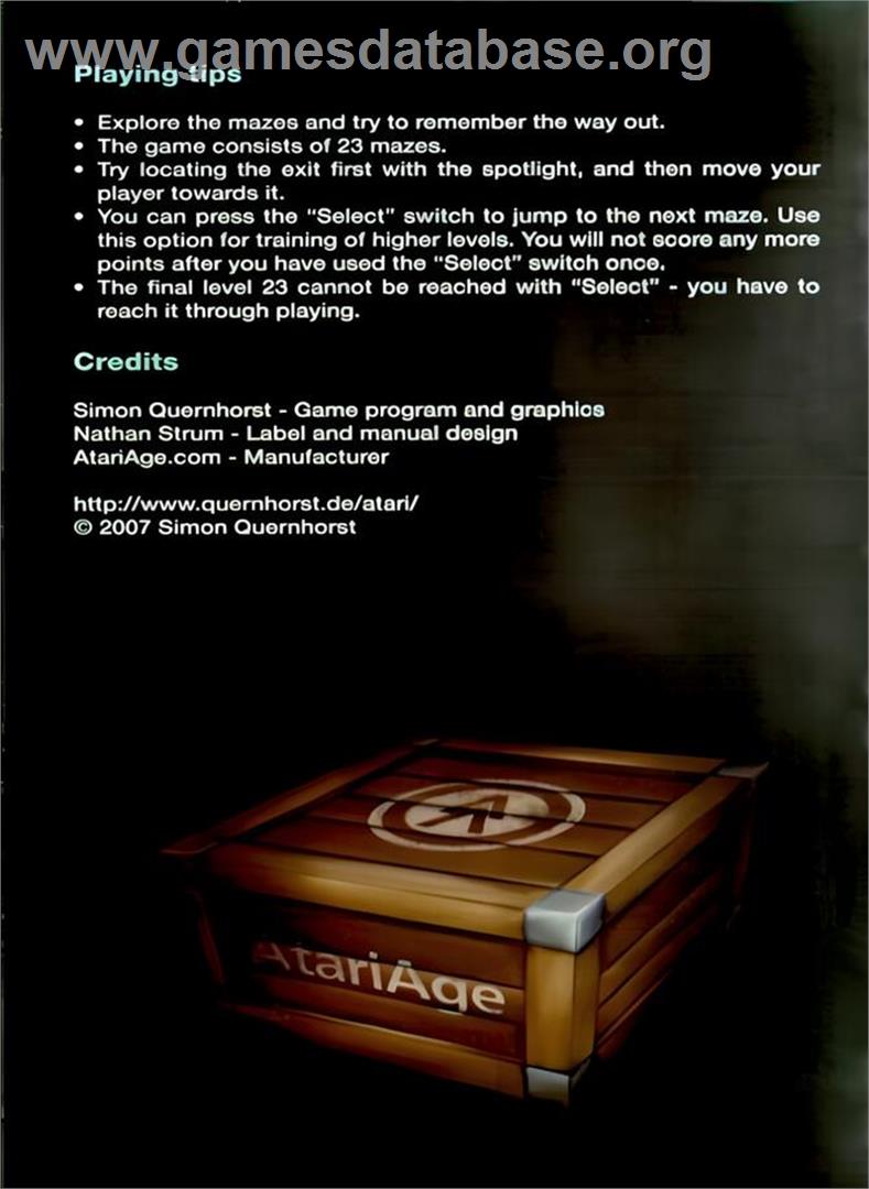 Encaved - Atari 2600 - Artwork - Box Back
