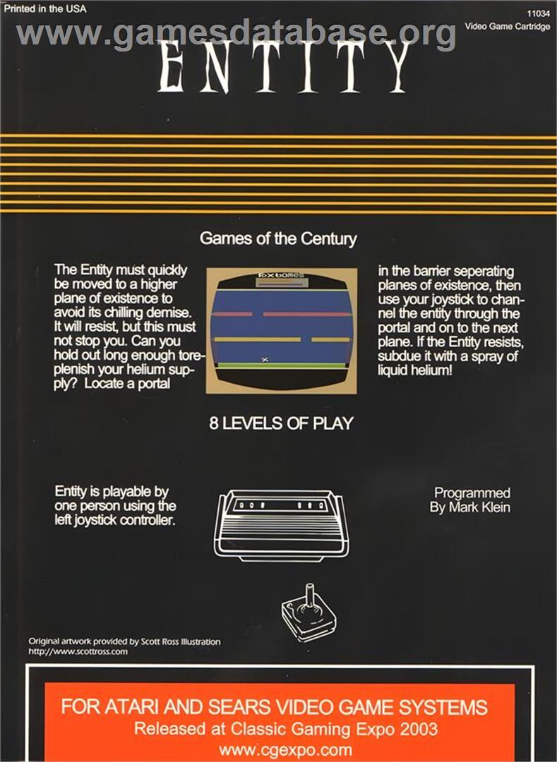 Entity, The - Atari 2600 - Artwork - Box Back