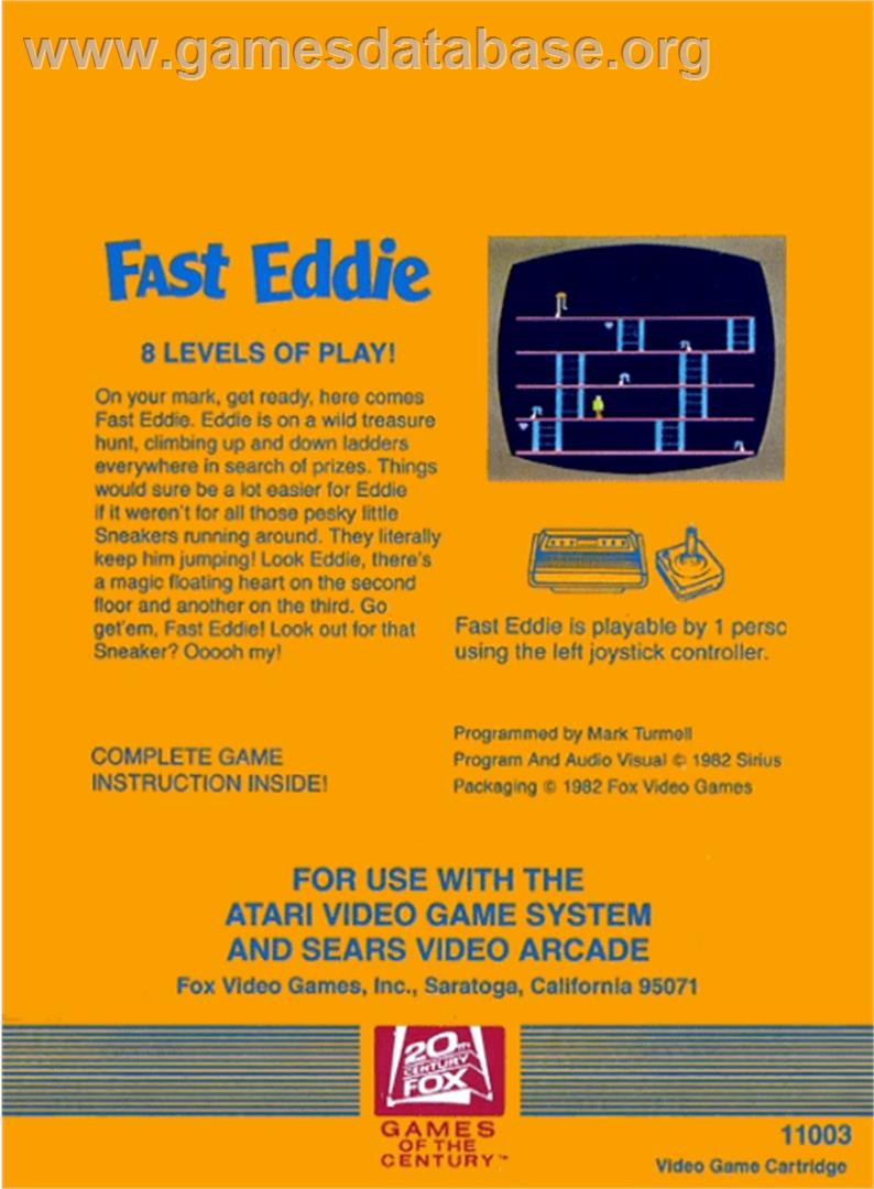 Fast Eddie - Atari 2600 - Artwork - Box Back