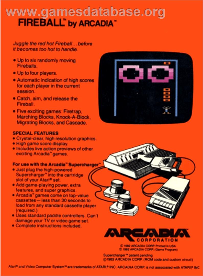 Fireball - Atari 2600 - Artwork - Box Back