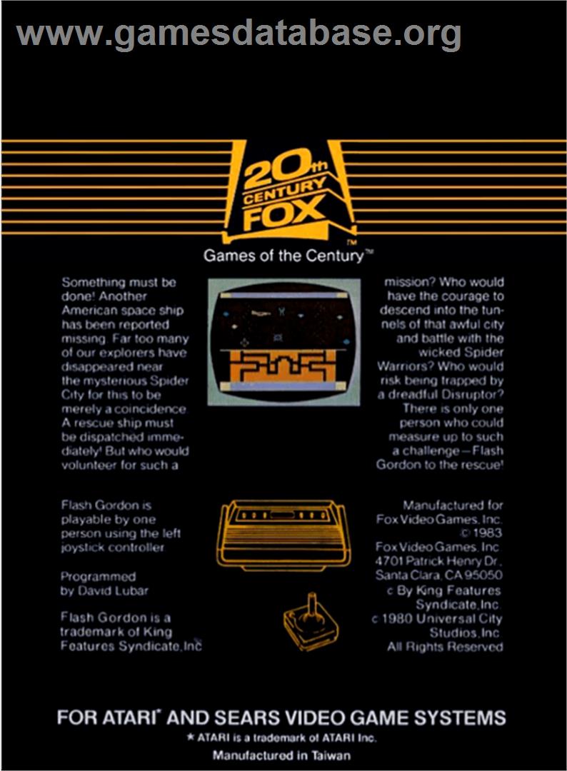 Flash Gordon - Atari 2600 - Artwork - Box Back