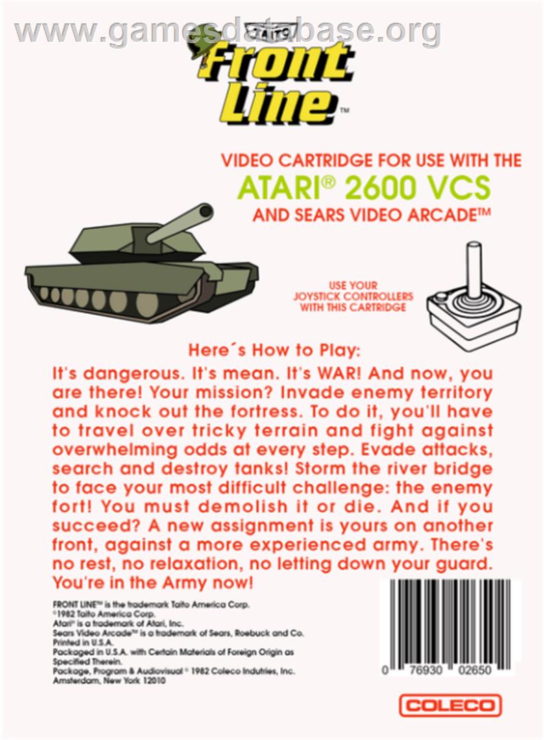 Front Line - Atari 2600 - Artwork - Box Back