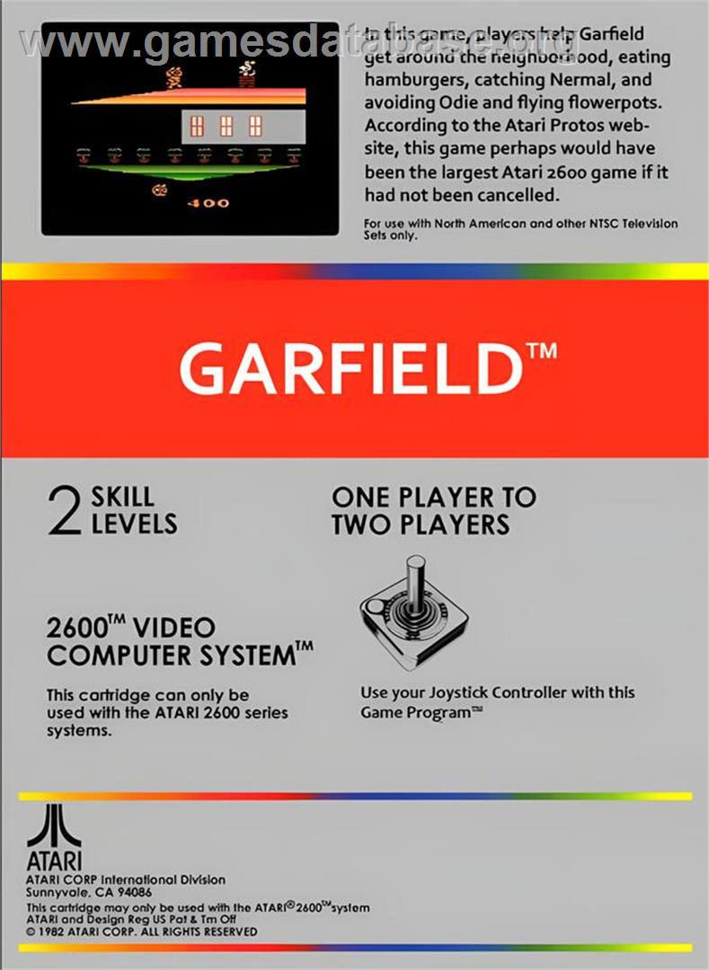Garfield - Atari 2600 - Artwork - Box Back