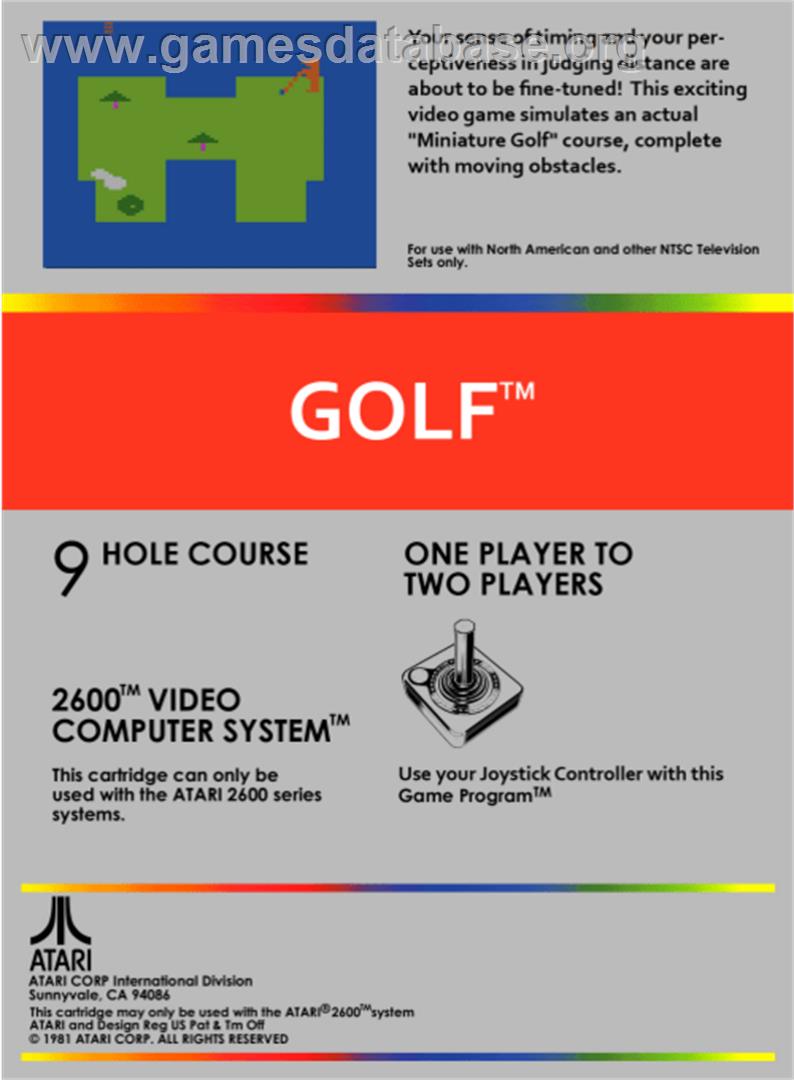 Golf - Atari 2600 - Artwork - Box Back