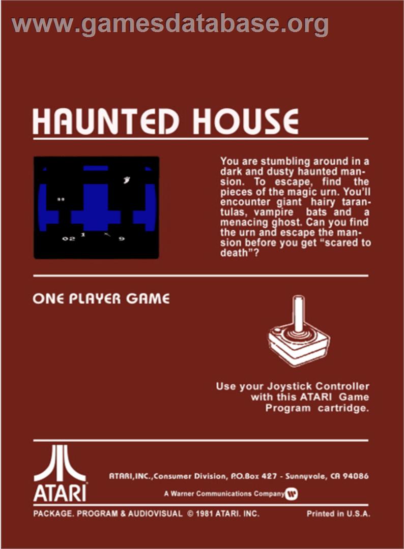 Haunted House - Atari 2600 - Artwork - Box Back
