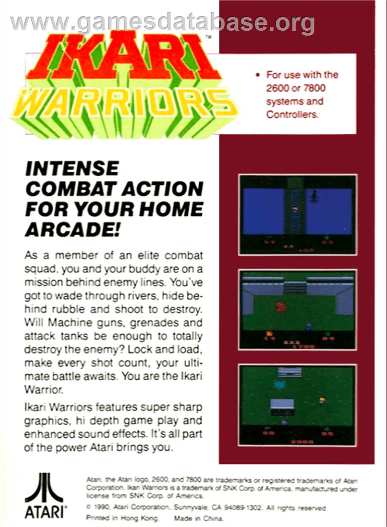 Ikari Warriors - Atari 2600 - Artwork - Box Back