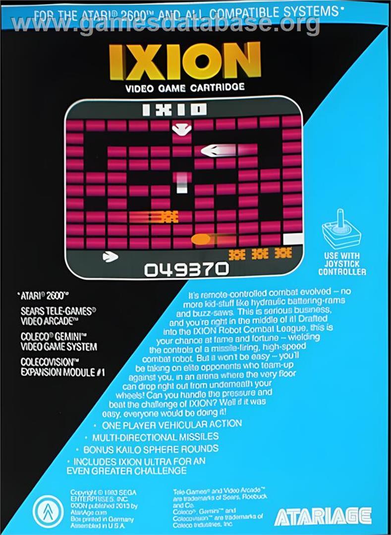 Ixion - Atari 2600 - Artwork - Box Back