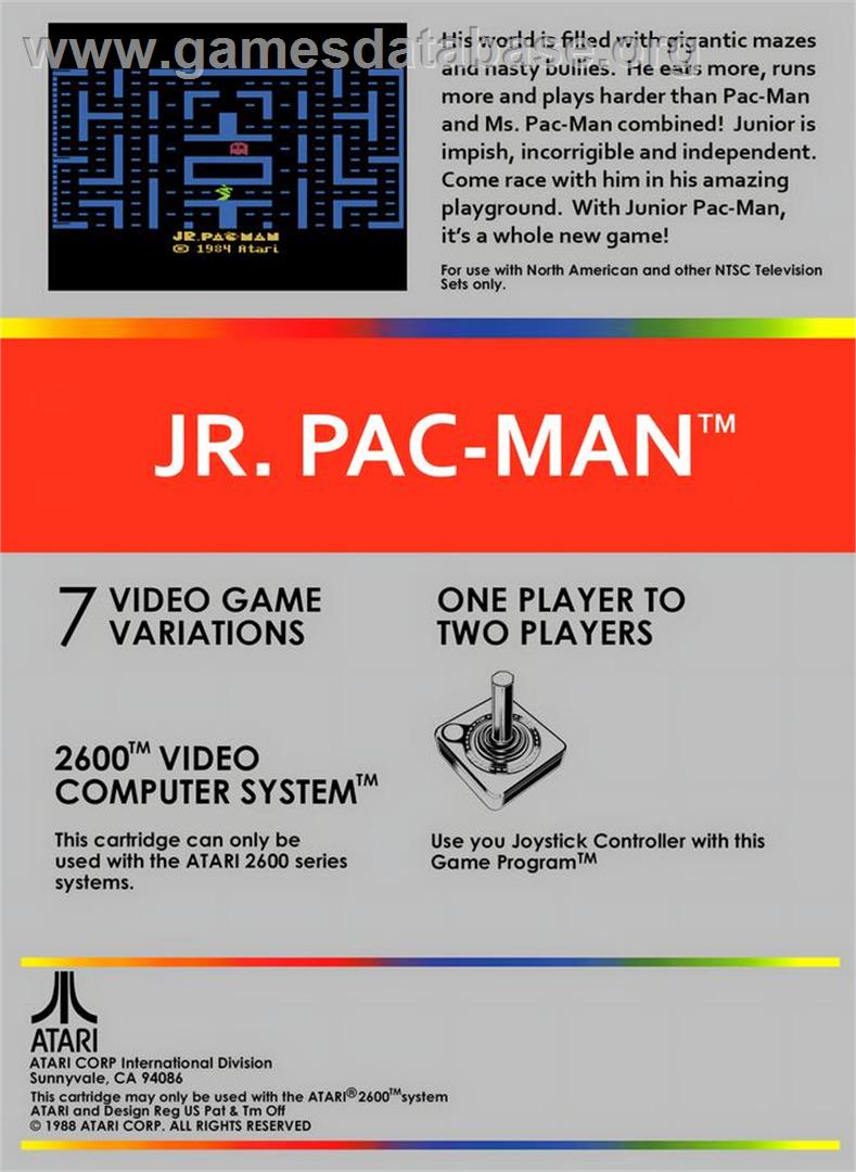 Jr. Pac-man - Atari 2600 - Artwork - Box Back