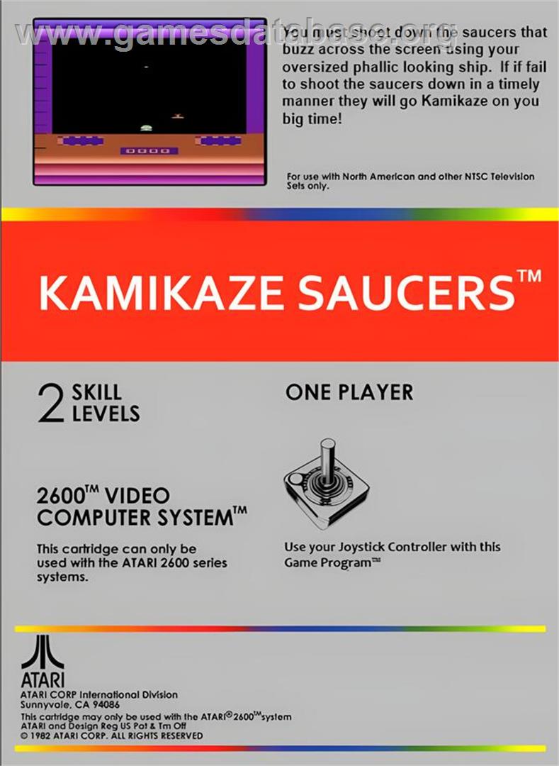 Kamikaze Saucers - Atari 2600 - Artwork - Box Back