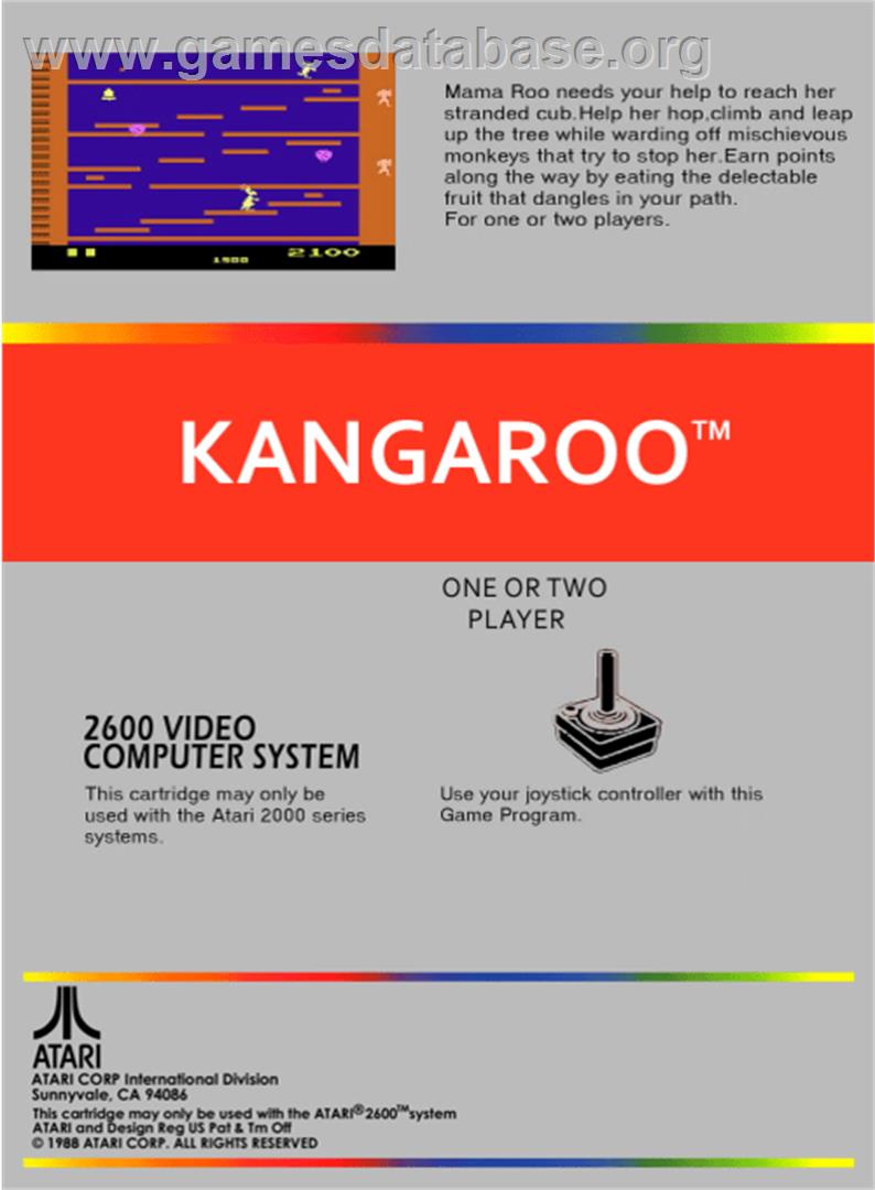 Kangaroo - Atari 2600 - Artwork - Box Back