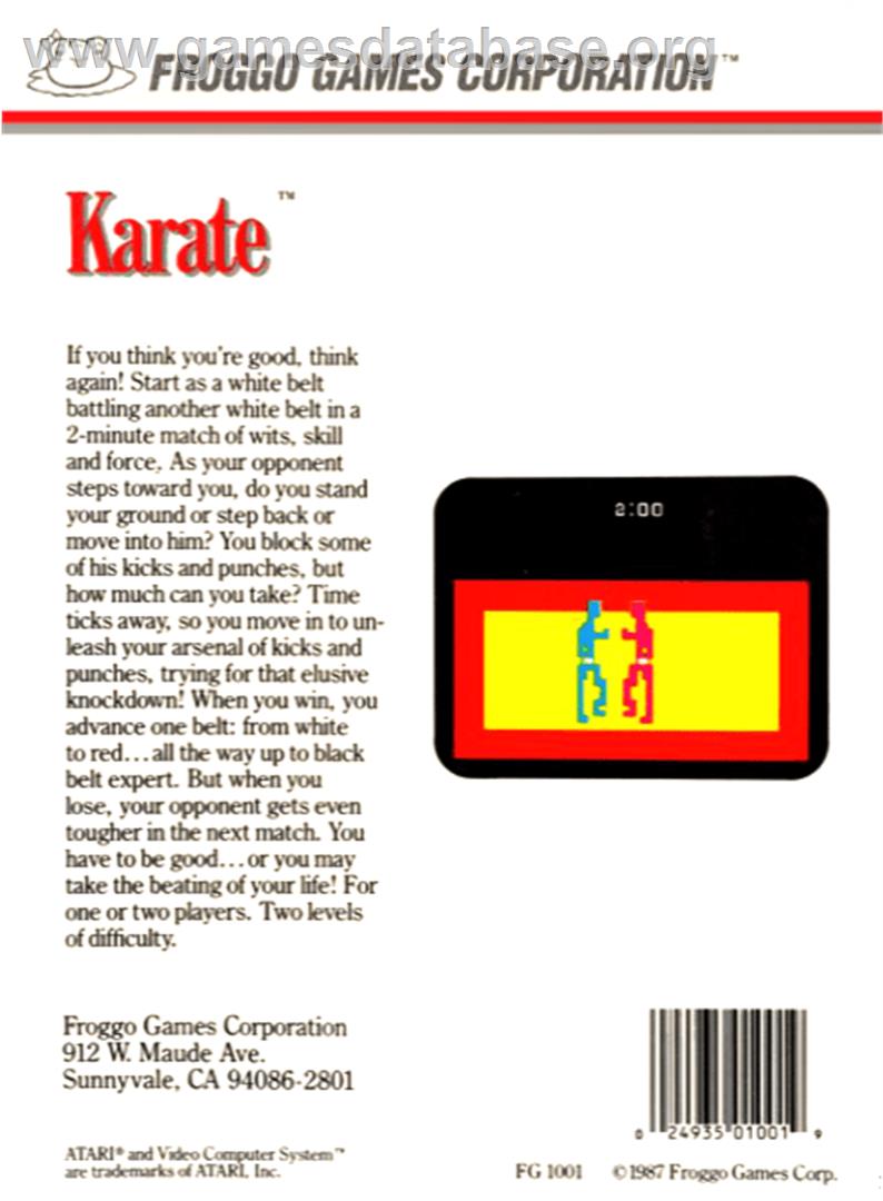 Karate - Atari 2600 - Artwork - Box Back