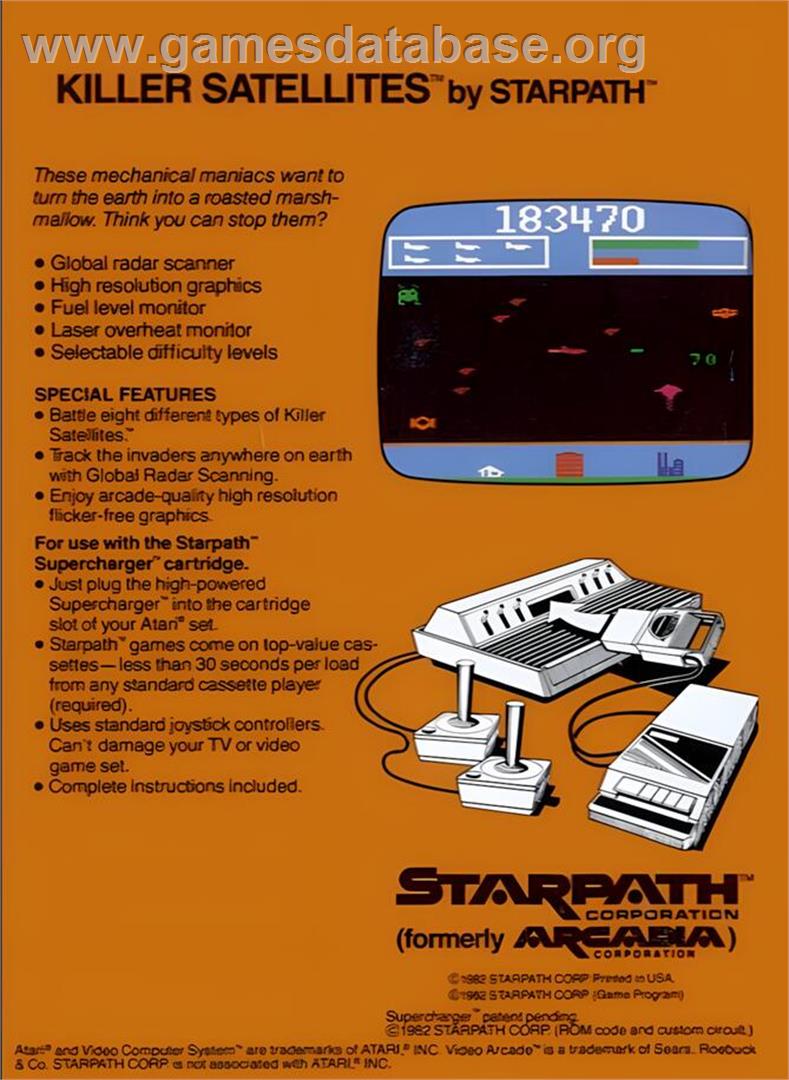 Killer Satellites - Atari 2600 - Artwork - Box Back