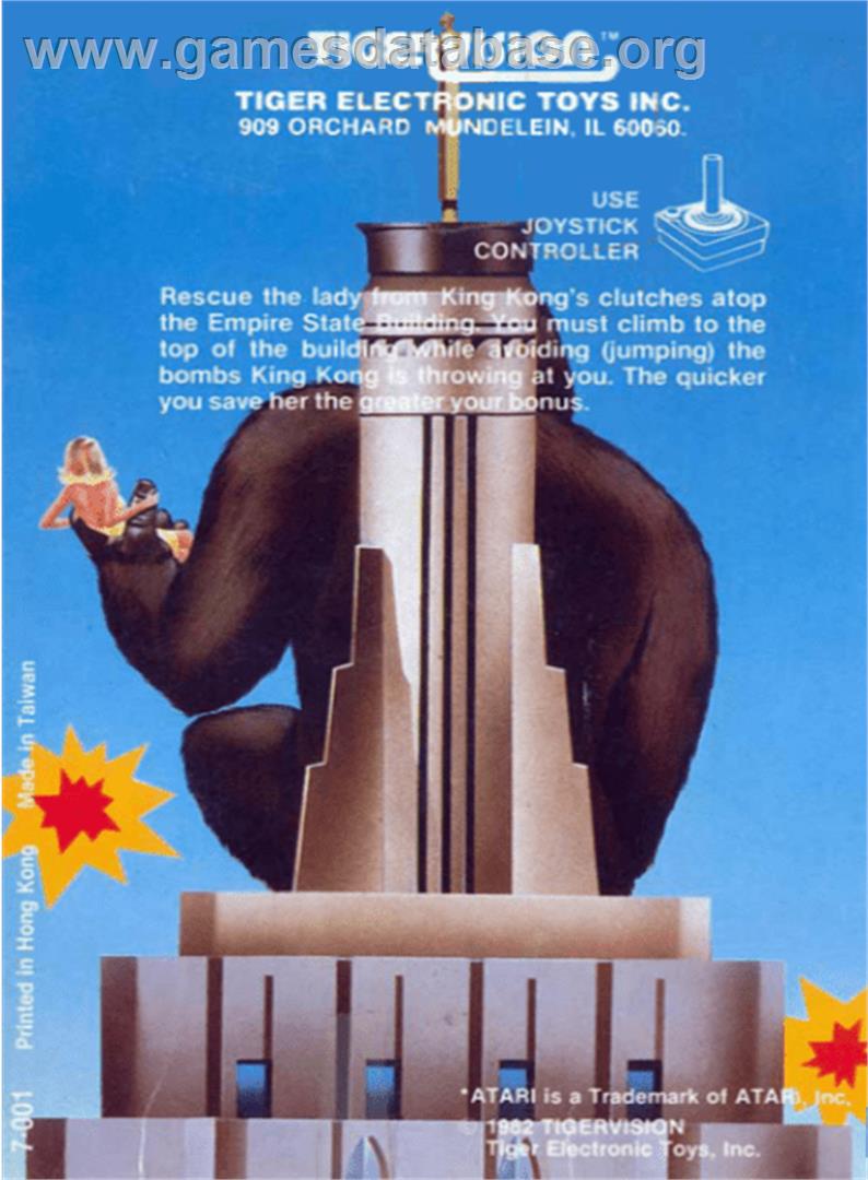 King Kong - Atari 2600 - Artwork - Box Back