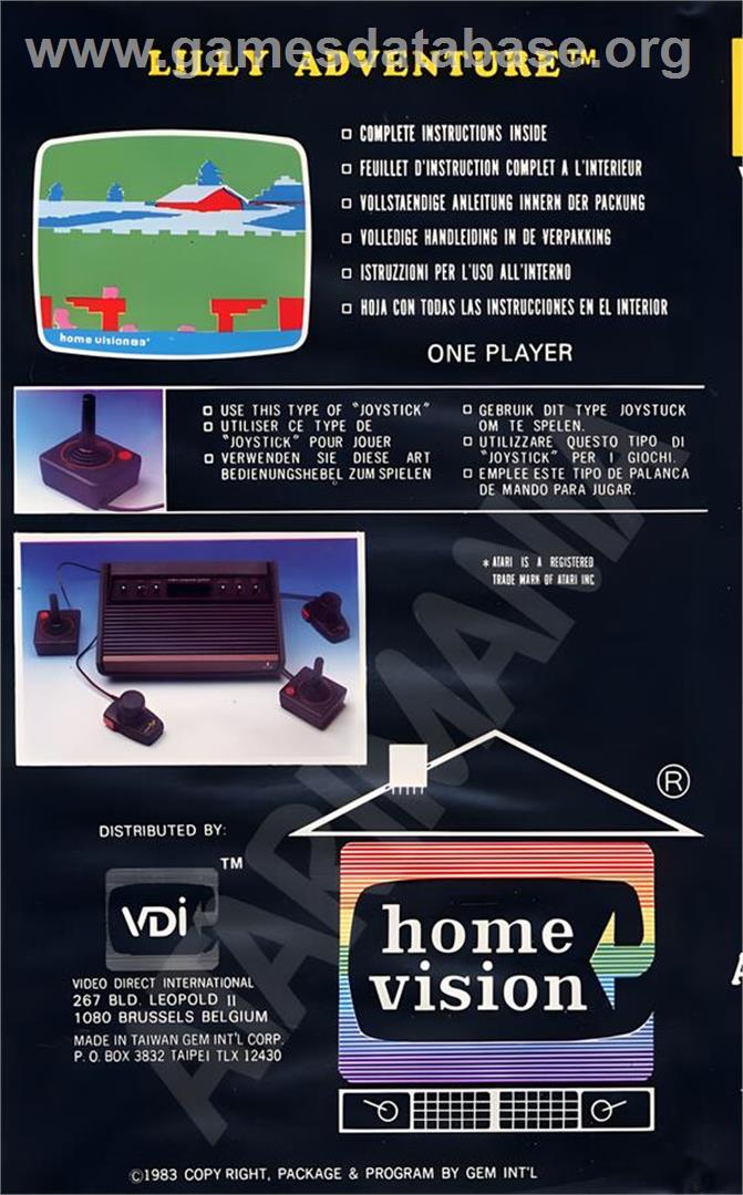 Lilly Adventure - Atari 2600 - Artwork - Box Back