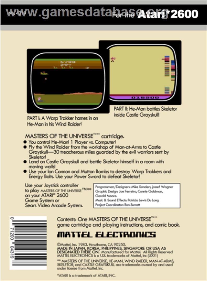 Masters of the Universe: The Power of He-Man - Atari 2600 - Artwork - Box Back
