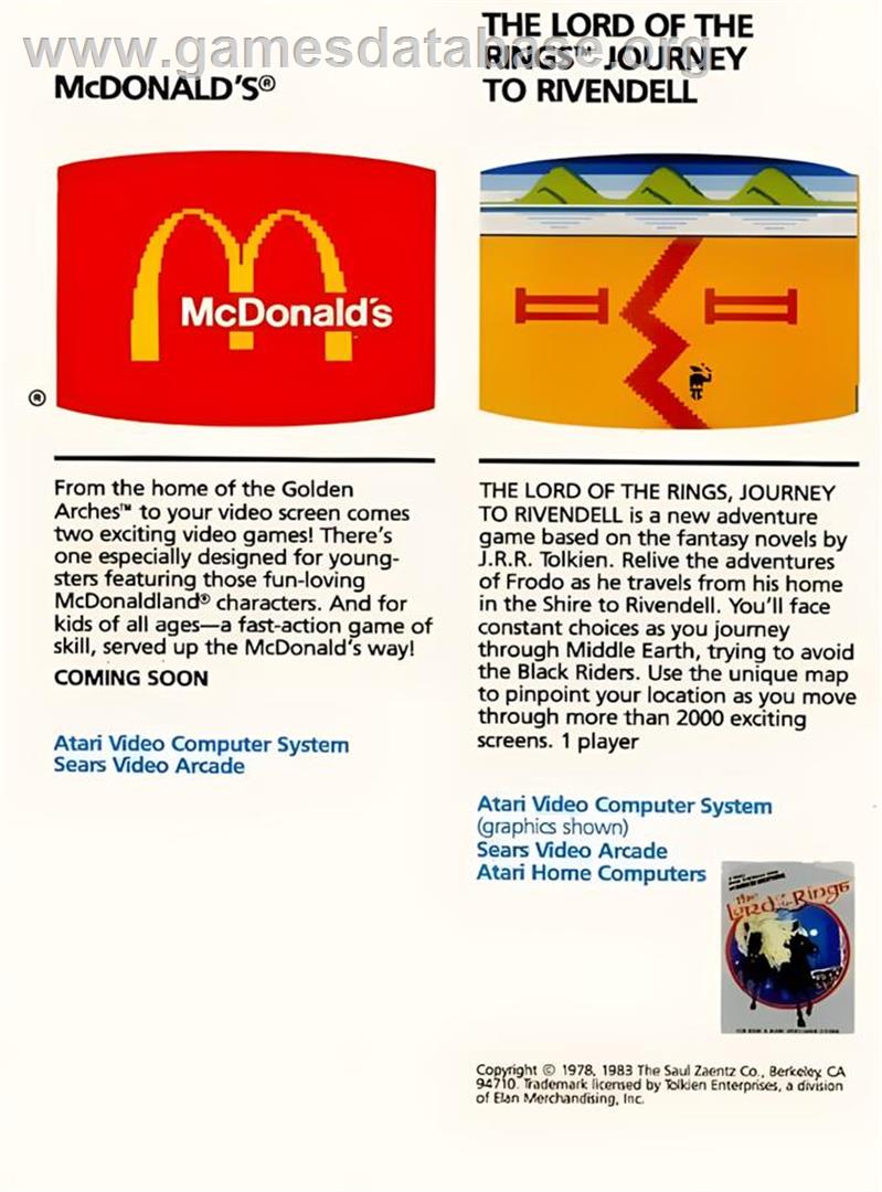 Mcdonald's - Golden Arches Adventure - Atari 2600 - Artwork - Box Back