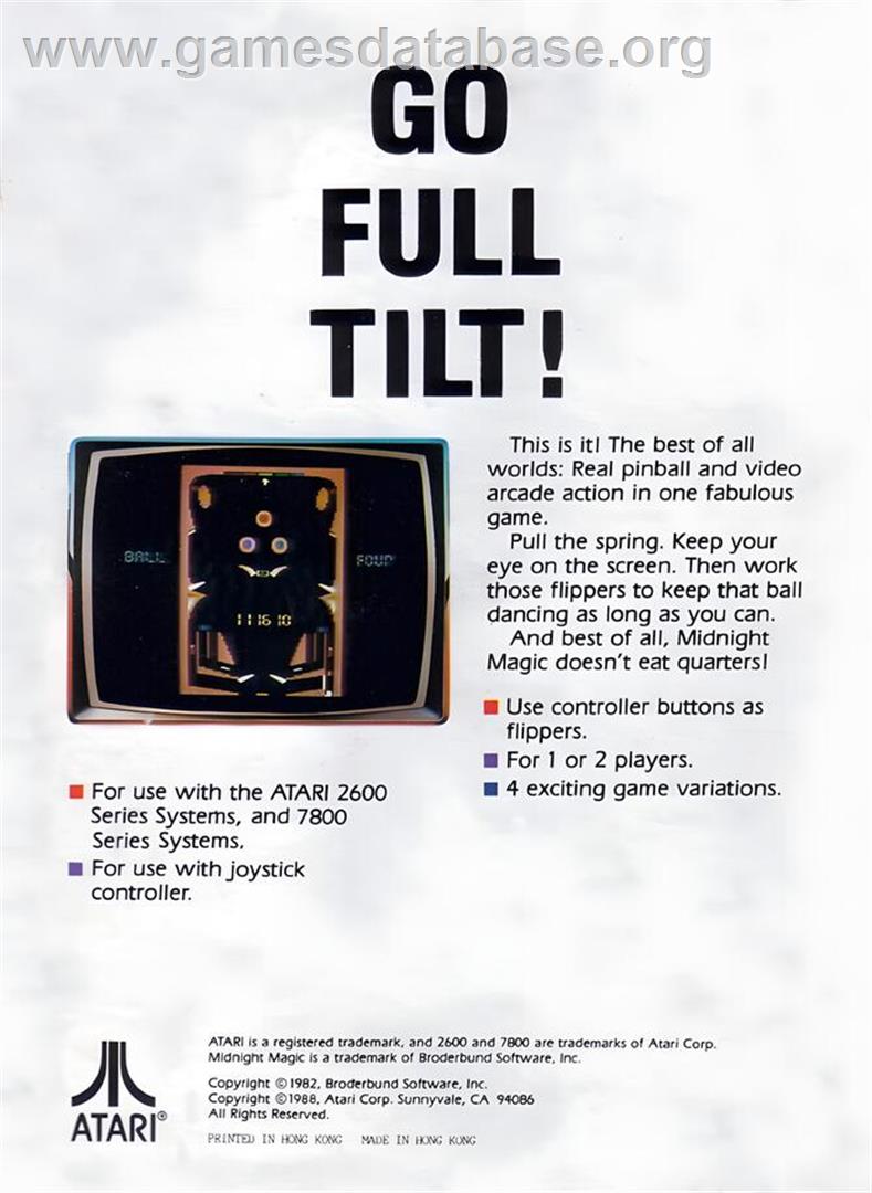 Midnight Magic - Atari 2600 - Artwork - Box Back