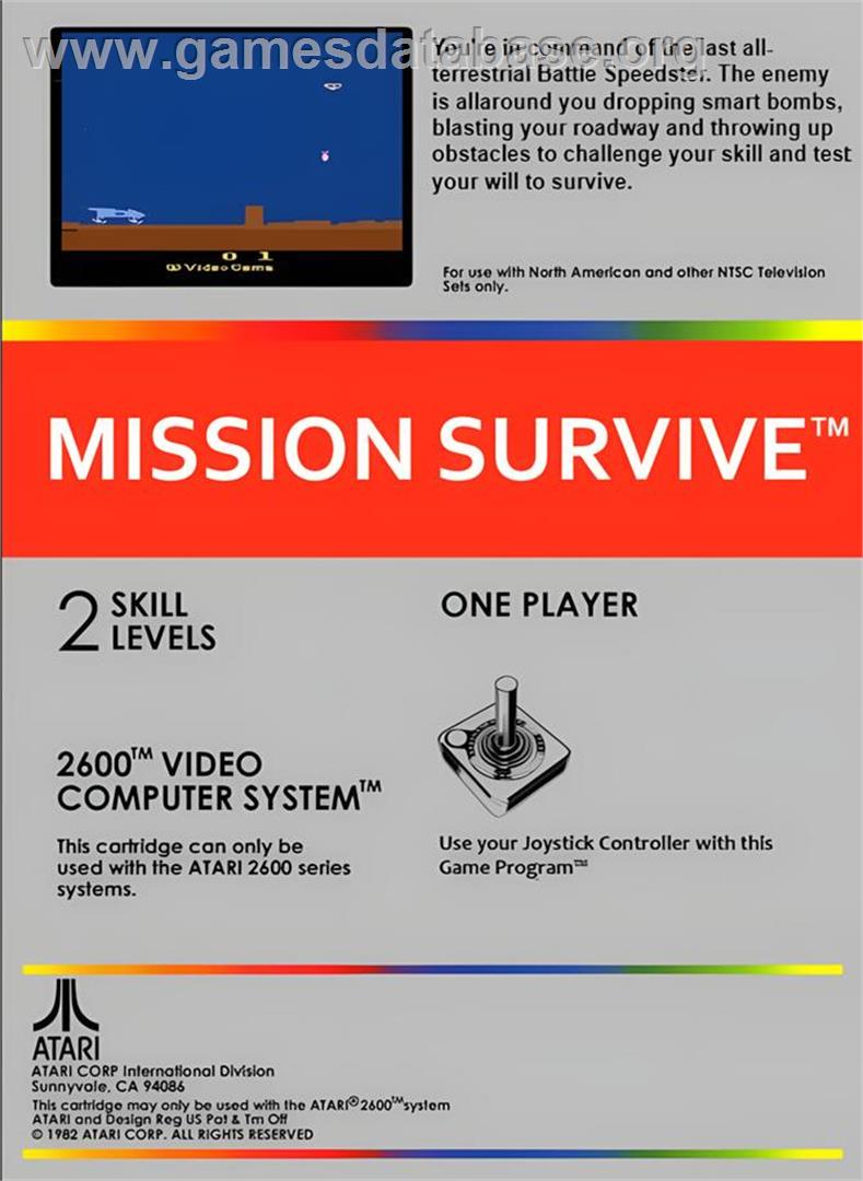 Mission Survive - Atari 2600 - Artwork - Box Back