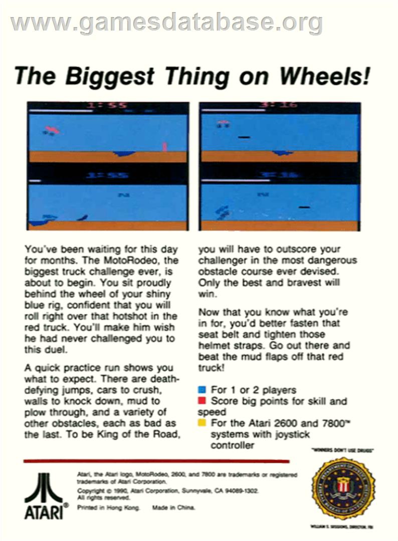 MotoRodeo - Atari 2600 - Artwork - Box Back