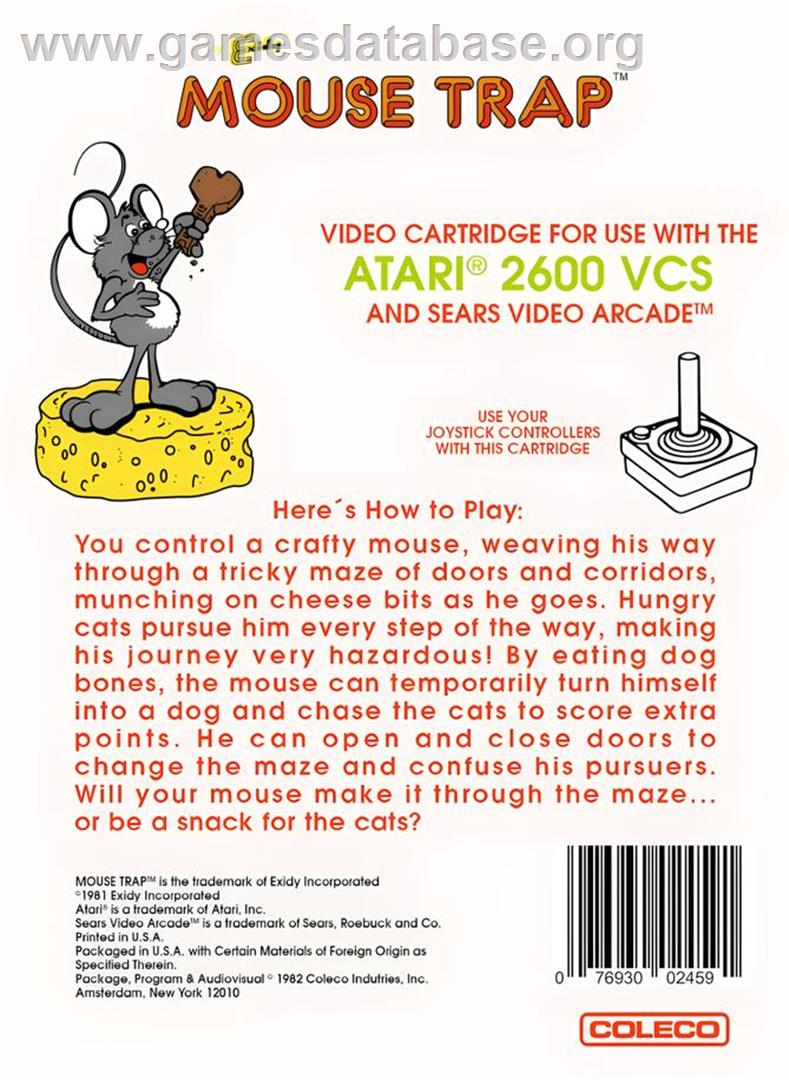 Mouse Trap - Atari 2600 - Artwork - Box Back