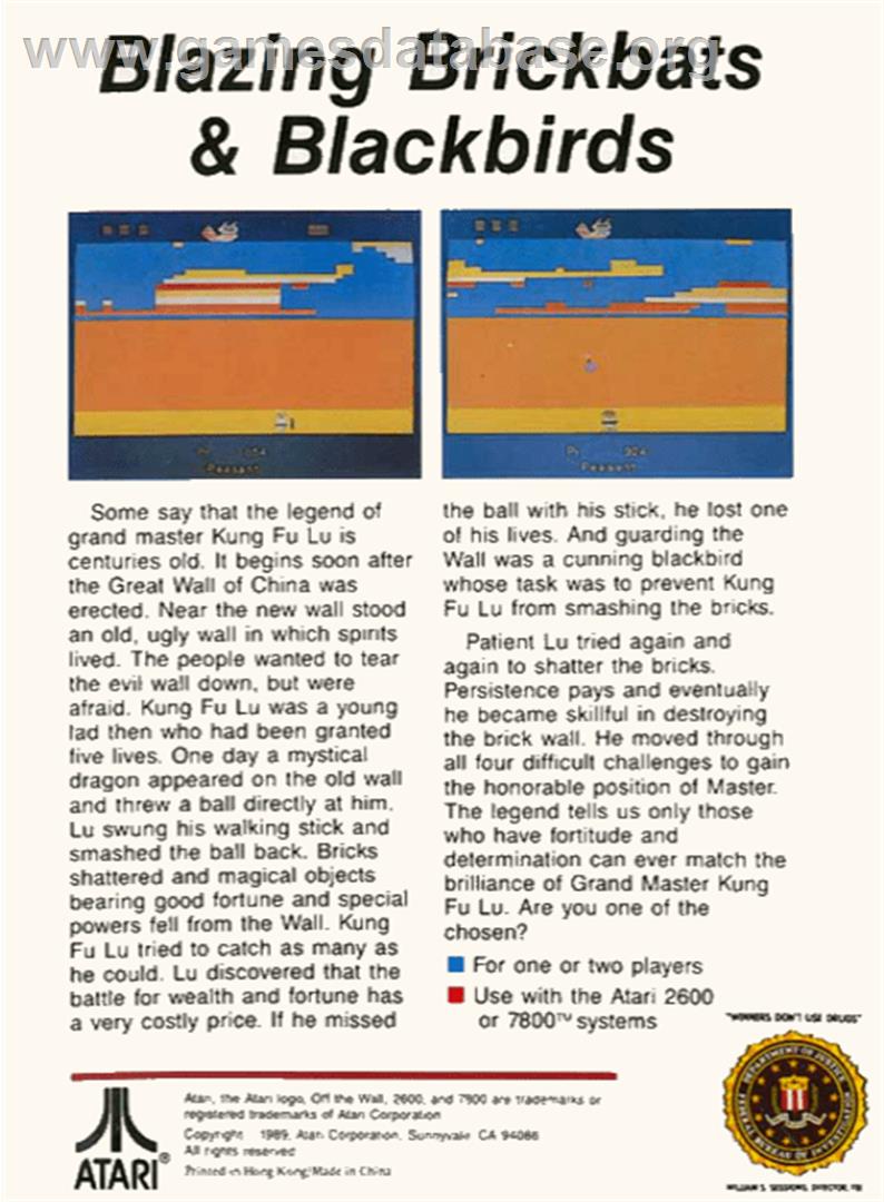Off the Wall - Atari 2600 - Artwork - Box Back