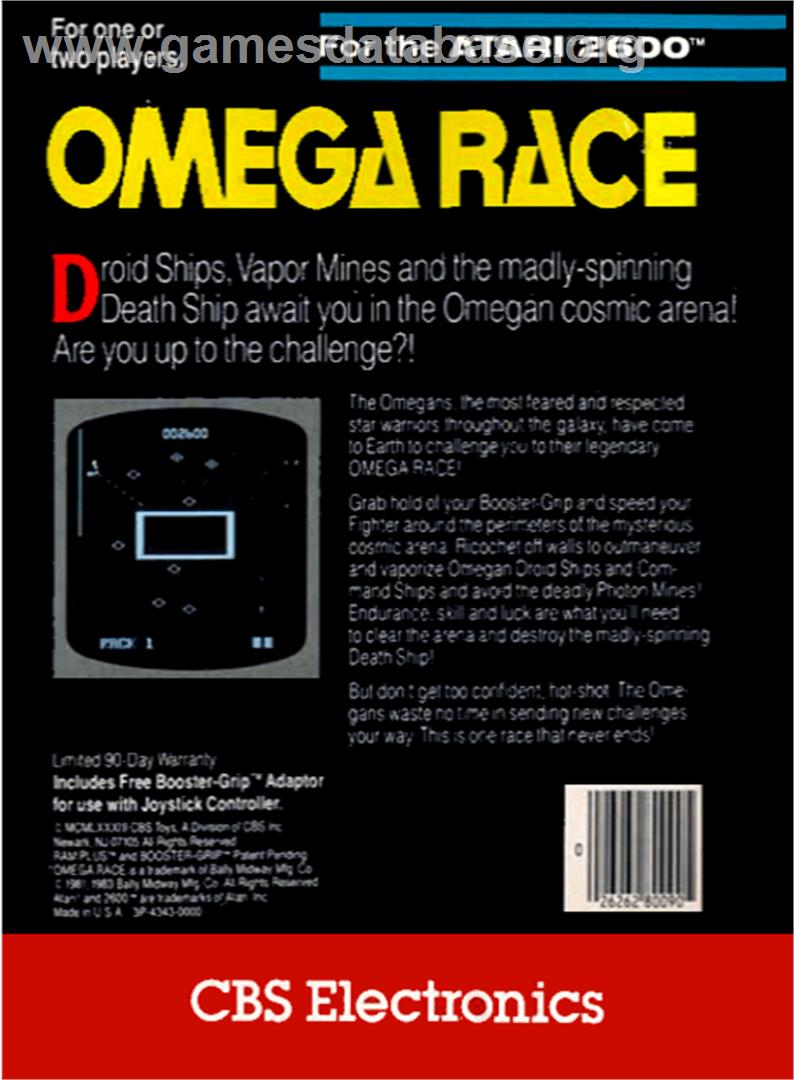 Omega Race - Atari 2600 - Artwork - Box Back